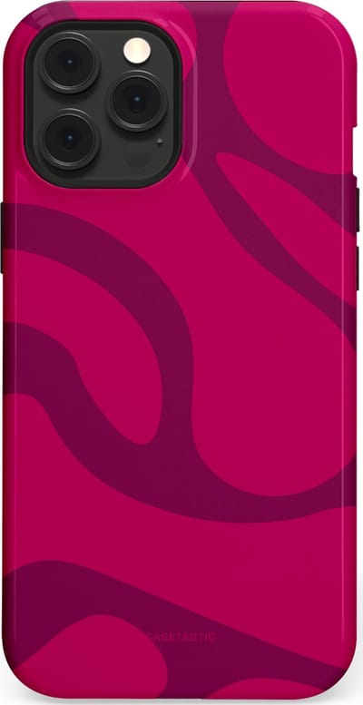 Casetastic hoesje geschikt voor Apple iPhone 12 Pro Max - MagSafe - Dubbellaagse bescherming - Violet Paarse Golven - Fashion Case - Roze