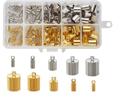 PandaHall 170-delige Messing Cord End Caps voor Sieraden Maken - Platina & Goud