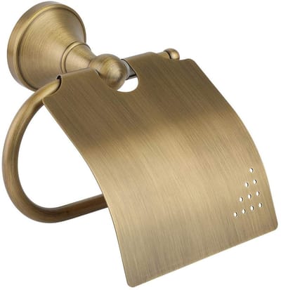 Dailygoods- Toiletrolhouder Antiek Messing - Toiletrolhouder zonder boren - Reserverolhouder - Toiletrolhouder met plankje - Badkameraccessoire - Elegant ontwerp - Papierrolhouder