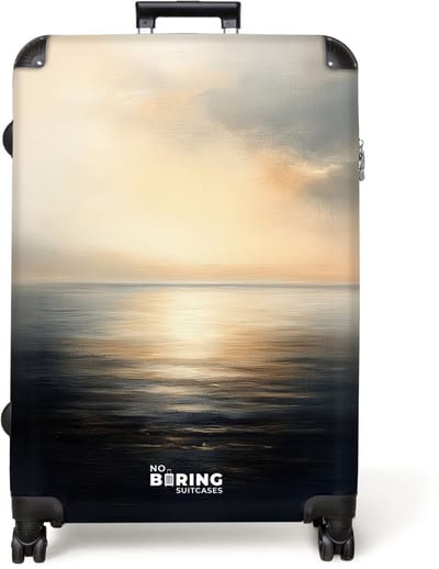 NoBoringSuitcases.com® - Koffer groot - Reiskoffer lichtgewicht - Uitzicht op zee met zonsondergang - Rolkoffer met 4 wielen - Grote trolley XL - 98 liter bagage