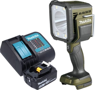 Makita DML 812 SG1 accu-handschijnwerper 18 V 1250 lm LED olijfgroen Outdoor Adventure speciale editie + 1x accu 6,0 Ah + oplader