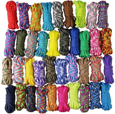 Dailygoods- Paracord Set 20 Stuks - Multifunctioneel - Duurzaam Nylon - 3 Meter per Stuk - 4mm Diameter - Ideaal voor Handwerken - Koord