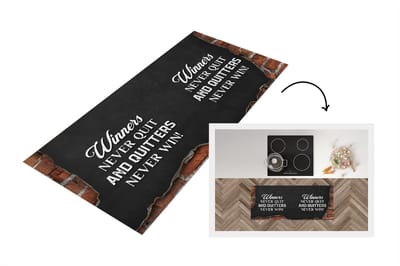 Keukenloper - Loper keuken - Winners never quit, and quitters never win! - Quotes - Spreuken - 120x50 cm - Keukenloper vinyl