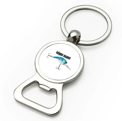 Akyol - visser haak met aas met eigen naam flesopener - Vissen - liefhebber van vissen - iemand die houdt van vissen - verjaardag - cadeau - kado - geschenk - 9 bij 3 cm