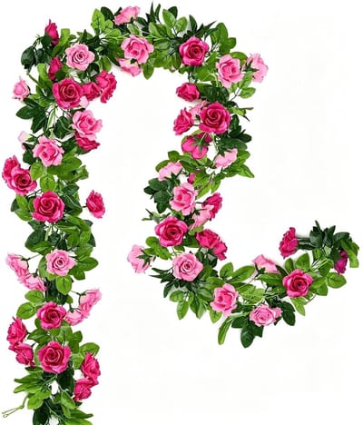 Dailygoods- Kunstbloemen Slingers 15.8FT - Nep Rozen - Zijde Bloemen - Bruiloft Decoratie - Muur Decor - Eenvoudig te Buigen