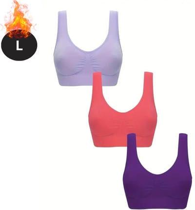Bovista BH Set Zonder Beugel - Zonder Bandjes - Push-up Bh's - Comfort Beha - Comfortabel - Sterk - Dames - 3 Pack - Gemengd 7 - Maat L
