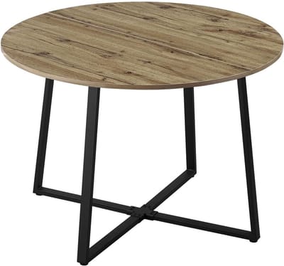 Ronde Eettafel 110x110 cm - Houten Tafel voor Keuken en Eetkamer - Industrieel Modern Design