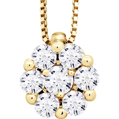 Diamonds kraag Solitaire 0,35 Cts Serti illusie 1,25 Cts Yellow Gold