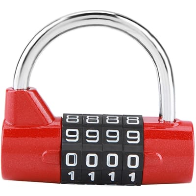 4 Cijferige Code Combinatie Hangslot Reis Koffer Gym Locker Beveiliging Wachtwoord Slot Rood white