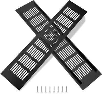 Rechthoekig ventilatierooster 35 x 8 cm - Ventilatierooster voor deuren en kasten - Set van 2 - Zwart