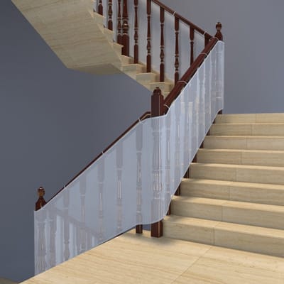 Kinderveiligheidsnet - Veiligheidshek - 300x79 cm - trapgaas - Veiligheidsnet - wit - Oprolbaar - Baby Veiligheid - Instelbare - voor trapleuningen, balkonbedjes, leuningen