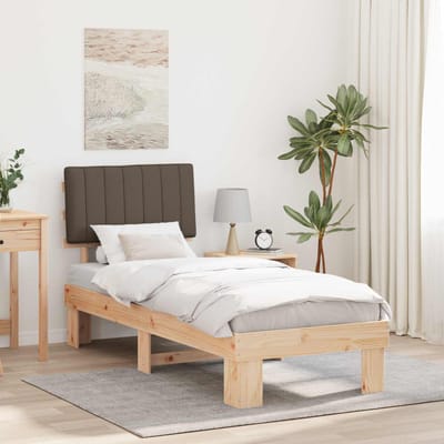 vidaXL - Bedframe - met - Gevoerde - Hoofdbord - Taupe - 80 - x - 200 - cm