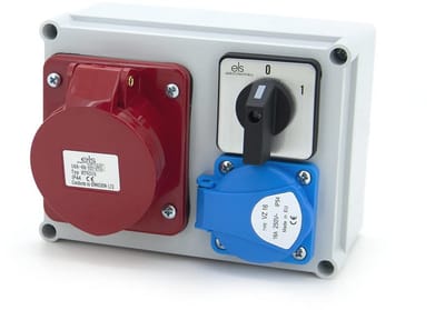 Bouwstroomverdeler wandverdeler met 0-1 schakelaar en Schuko 1 x 230 V + 1 x CEE 16 A + bedraad voor garage, werkplaats en fabriek