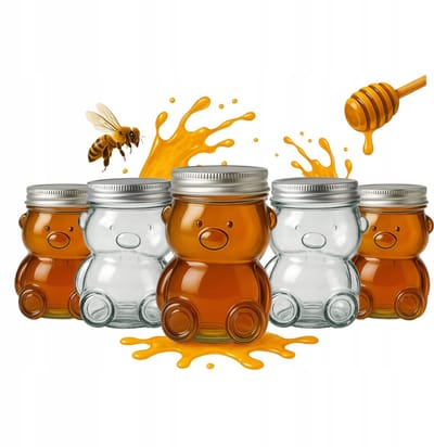 5x Glazen Pot Muis 300ml met Deksel voor Honing, Jam, Kruiden