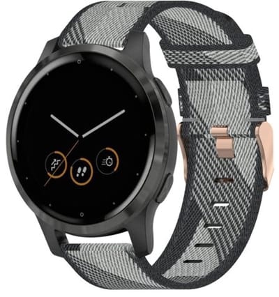 By Qubix - Geschikt voor Garmin bandje - 18mm - Geschikt voor Garmin Venu 4 - 41mm - Canvas nylon bandje - Grijs