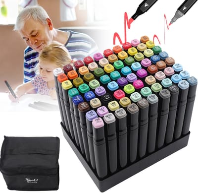 80 Kleuren Markerpenset - Alcoholmarkers Met Dubbele Punt - Kleurpotloden - Grafische Marker Met Brede Fijne Punt - Viltstiften Voor Tekenen En Schetsen