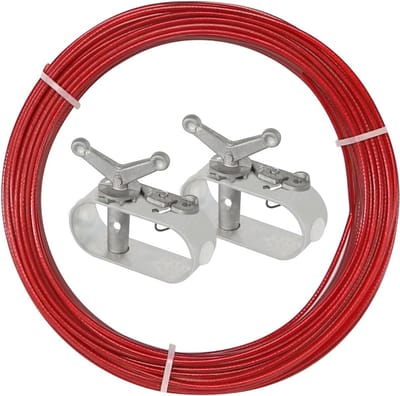 Draadspanning touw voor zwembadzeilen, 30 m lang, 2 mm dik met 2 spanklemmen voor zwembadbedekking, winterbescherming en bevestiging van bovengrondse zwembaden
