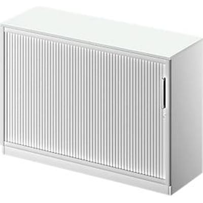 Schäfer Shop  Genius Roldeurkast TETRIS SOLID, 2 ordnerhoogten, B 1200 x D 413 x H 818 mm, met legbord en afdekplaat, lichtgrijs/blank aluminium
