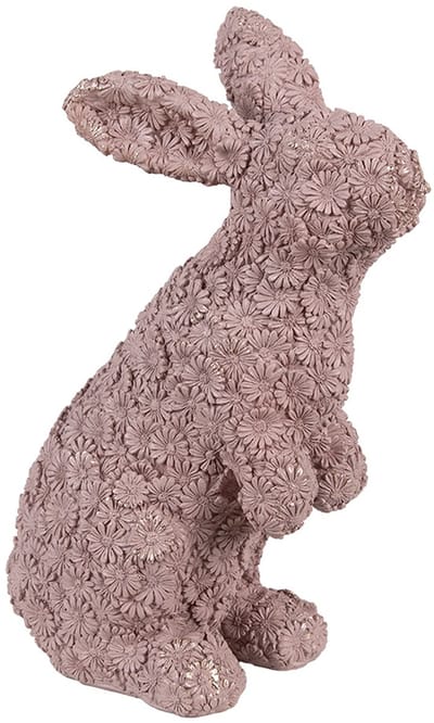 Clayre & Eef Decoratie Beeld Konijn 19x11x26 cm Roze Kunststof