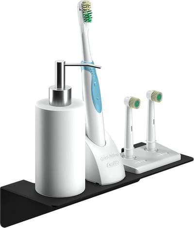 Famanu - Zelfklevend wandrek van roestvrij staal, zwart, 24 cm, zonder boren, modern design