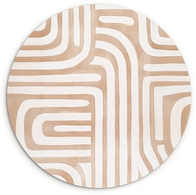 WallCircle® Wandcirkel 120x120 cm - Muurcirkel Aardetinten - Labyrintpatroon - Muurdecoratie woonkamer - Wanddecoratie slaapkamer - Kamer decoratie accessoires - Ronde schilderijen XXL