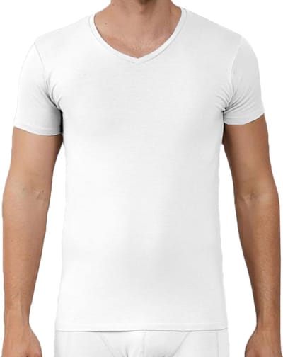Apollo heren T-shirt Bamboe - V Hals- 2-pack - Wit  - M