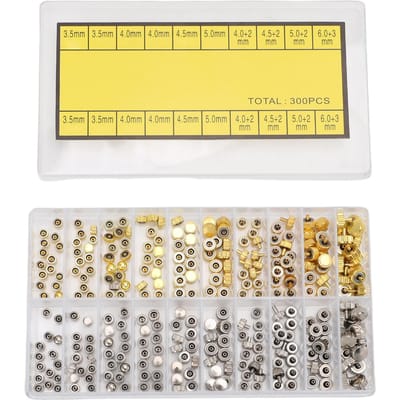 Ensemble de 300 Couronnes de Montre en Acier Inoxydable avec Boîte de Rangement Outil de Réparation Accessoires de Remplacement yellow