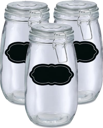 Weckpot/inmaakpot - 6x - 1.4L - glas - met beugelsluiting - incl. etiketten