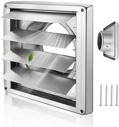 Ventilatieraam 120mm Roestvrij Staal Vierkant voor Weerbescherming in Garage, Keuken en Badkamer