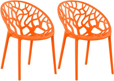 CLP Tuinstoelen Hope 2-delige set, met armleuningen, stapelbaar, weerbestendig, UV-bestendig, tot 150 kg belastbaar oranje