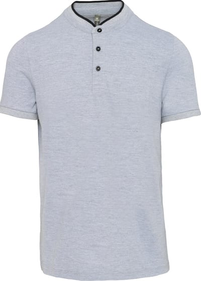 Herenpolo met maokraag en korte mouwen Kariban maat 3XL Oxford Grijs/Zwart