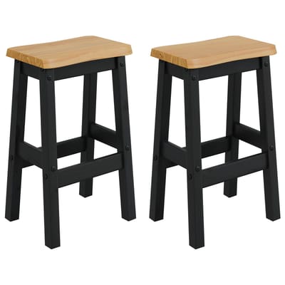 vidaXL - Hoge - Barkruk - EKAI - 2 - st - Zwart - 40 - x - 29 - x - 63 - cm - Massief - grenenhout