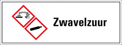 Zwavelzuur GHS tekststicker 280 x 105 mm