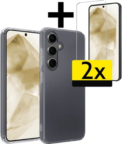 Hoesje - Met 2x Screenprotector - Geschikt voor Samsung Galaxy A56 - Sterk & Shockproof - Back Cover - Siliconen Case - Telefoon Hoes - Telefoonhoesjes - Transparant