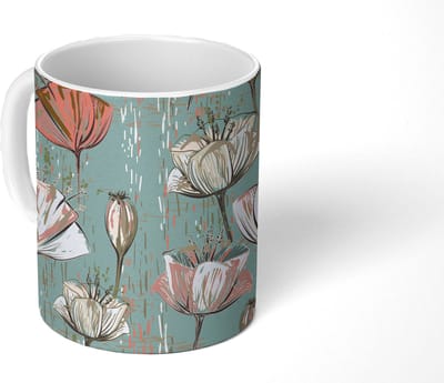 Mok - Koffiemok - Vintage - Bloem - Flora - Mokken - 350 ML - Beker - Koffiemokken - Theemok