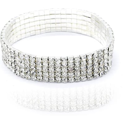Mode Strass Tennis Enkelband Voor Vrouwen Meerlaagse Kristal Elastische Ketting Om Been Vrouw Zomer Strand Enkelband Sieraden white