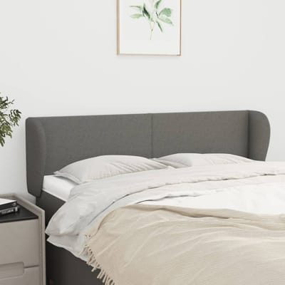 vidaXL - Hoofdbord - met - randen - 147x23x78/88 - cm - stof - donkergrijs