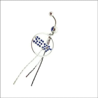 Aramat Jewels | Navelpiercings | Lange Navelpiercing met Blauw Kristal | | | |10mm | Staal | Volwassenen | Verkleurd niet
