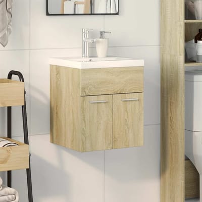 vidaXL - 2-delige - Badkamermeubelset - bewerkt - hout - sonoma - eikenkleurig