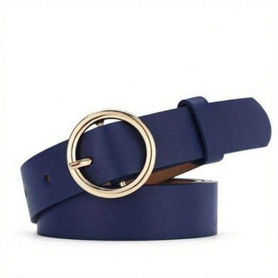 Ceinture Femme Ceinture à Boucle Ronde Avec Jean Pantalon Cargo Jupe Ceinture Fine Ceinture en PU Souple Ceinture one-size bleu