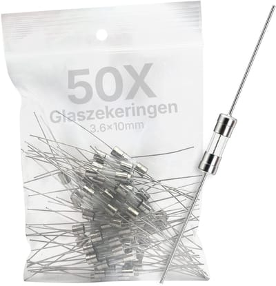 VLTG Glaszekering met Soldeerdraad - 3.6x10mm - 500mA - Snel (F) - 125V/250V AC - 50 stuks