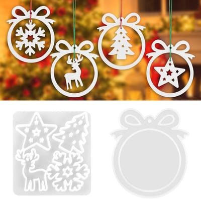 Siliconen mallen voor kerstdecoratie - 2 stuks herbruikbare gietmallen voor DIY ambachten, kerstversieringen en epoxyhars projecten
