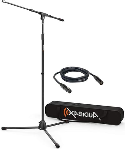 Microfoonstandaard - Vloerhouder Statief - Muziek Opnemen - Stabiele Tripod Basis - 3m Kabel - Zwart