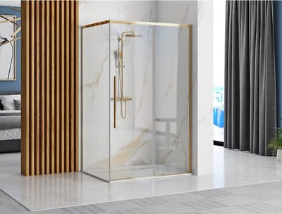 Rea Solar Gold 90X90 - 195 cm - Douchecabine - Vierkant - Goud