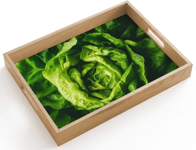 Dienblad hout 40x30 cm - Schootdienblad - Groente - Sla - Groen - Borrelplank rechthoek - Plateau dienbladen
