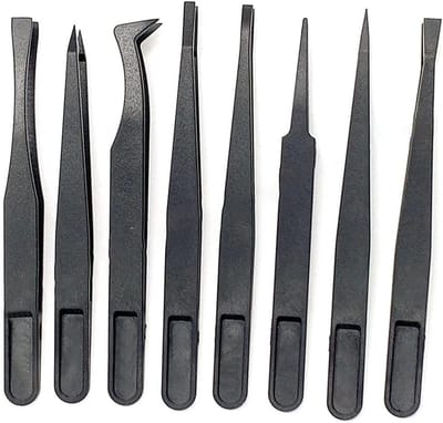 Pincet Set - Handige Clips - Sieraden Maken - Antistatische Koolstofvezel - 8 Stijlen - Zwart