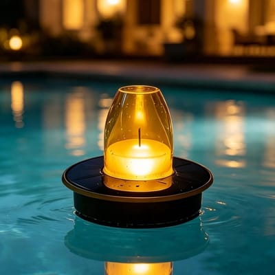 longziming -Zweifach-Beleuchtungsmodus Solarlicht - Flackernde Kerzenlampe - Drijvende Poolverlichting - Automatische Dag-Nacht Activatie - Warmgeel LED Licht - Kabelvrije Energievoorziening - 1 Stuk