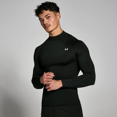 MP basislaag trainingsshirt met hoge hals en lange mouwen voor heren - Zwart - XXS