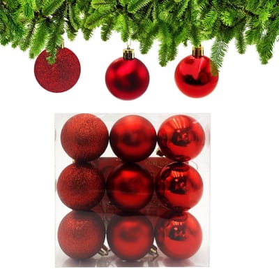 Kerstballen Rood Ø 6cm, Kerstbal Ornamenten, Kunststof Kerstballen, Kerstboom Versieringen Ballen, Hangende Kerstboomdecoratie Kerstversieringen voor Kerstfeest, Vakantie, Huis