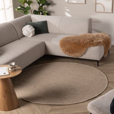NATURL. Rond wollen vloerkleed - Bliss Beige/Bruin - Ø 120cm